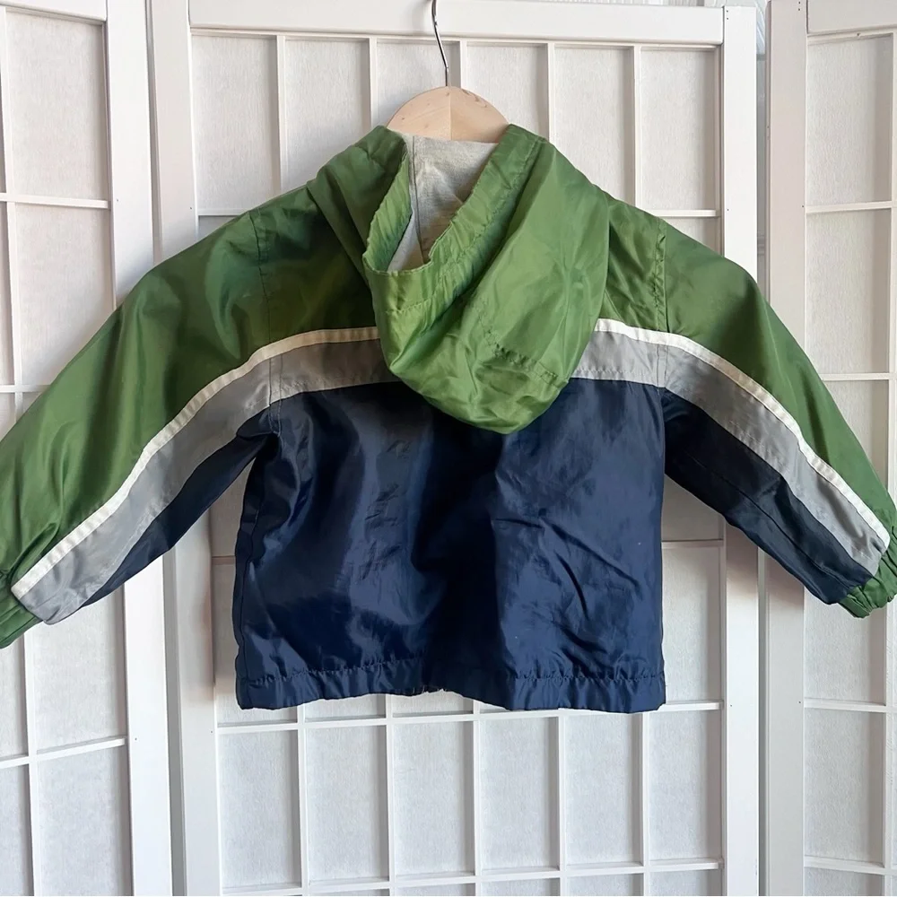 OshKosh B'gosh Toddler Blue Green Gray White Windbreaker Jacket 2T